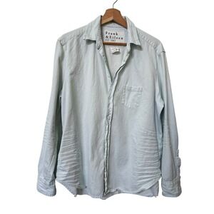Frank & Eileen Eileen Shirt Womens L Denim Cotton Made in USA Distressed